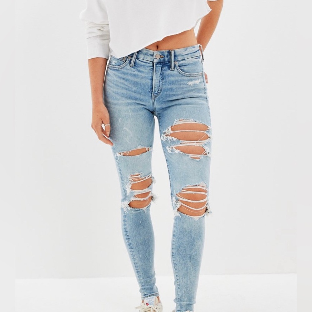 AE Luxe Ripped High Waisted Jean